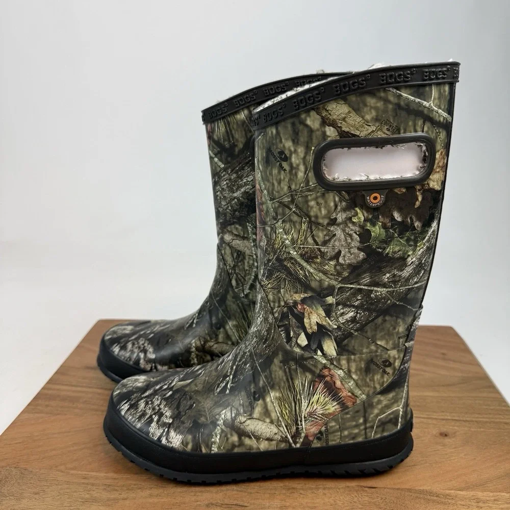 New NIB Big Kids Childrens Bogs Rainboot Plush Mossy Oak Waterproof Boots Sz 4 Y